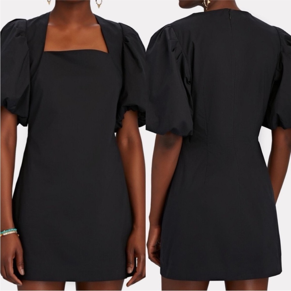 Frame Denim Black Nina Puff Sleeve Mini Dress Size Small Worn Once